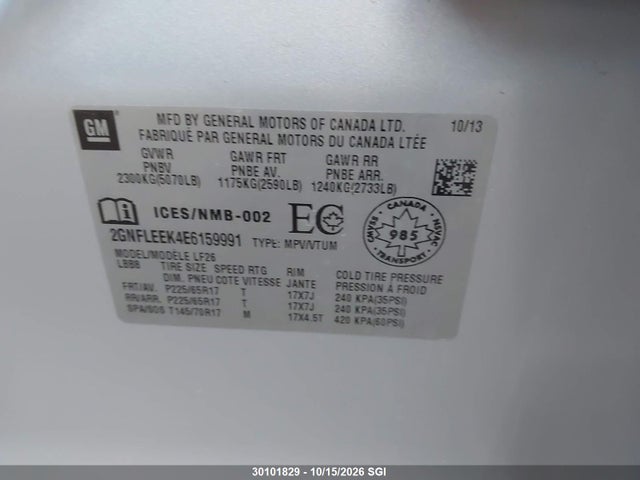 2014 Chevrolet Equinox Ls მანქანა იყიდება აუქციონზე, vin: 2GNFLEEK4E6159991, აუქციონის ნომერი: 30101829