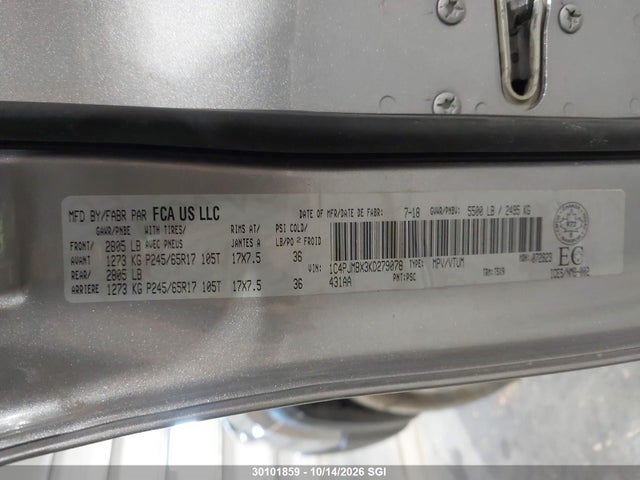 Продаж на аукціоні авто 2019 Jeep Cherokee Trailhawk, vin: 1C4PJMBX3KD279078, номер лоту: 30101859