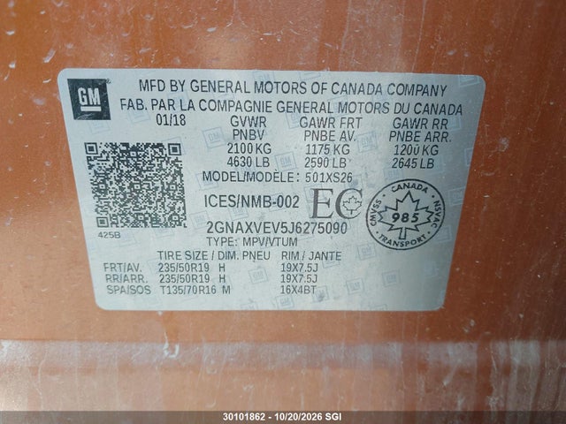 Chevrolet Equinox Premier 2018 2GNAXVEV5J6275090 Image 9