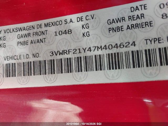 Aukcja sprzedaży 2007 Volkswagen New Beetle 2.5l Luxury, vin: 3VWRF21Y47M404624, numer aukcji: 30101864