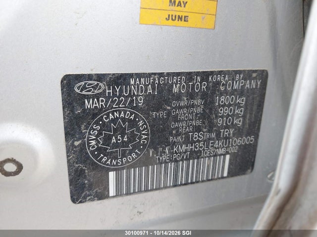Hyundai Elantra Gt Preferred 2019 KMHH35LE4KU106005 Image 9