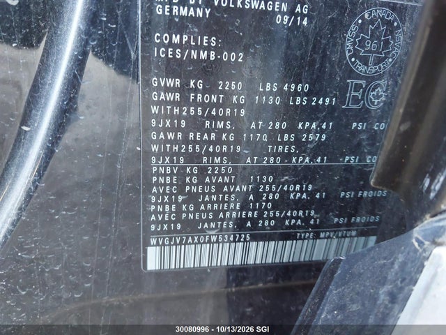 WVGJV7AX0FW534725 Volkswagen Tiguan S/se/sel/r-line