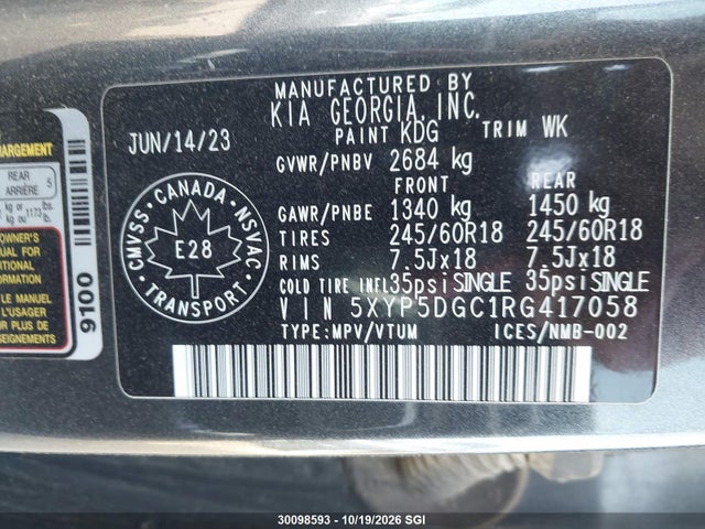 5XYP5DGC1RG417058 KIA Telluride Sx/sx X-line/sx X-pro/sx Prestige/sx Prest X-ln/sx Prest X-pro
