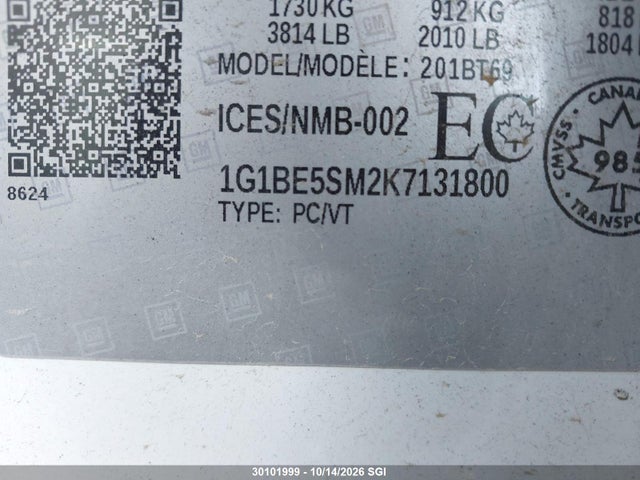 1G1BE5SM2K7131800 Chevrolet CRUZE LT