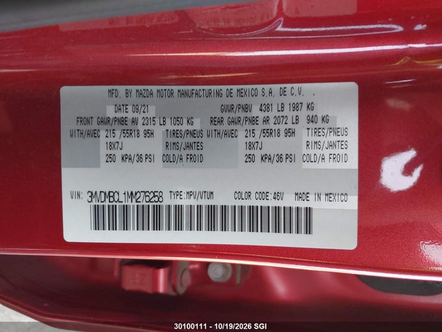 3MVDMBCL1MM276258 Mazda Cx-30 Preferred