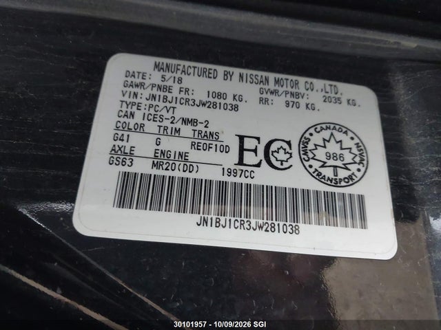 Продаж на аукціоні авто 2018 Nissan Qashqai S/sl/sv, vin: JN1BJ1CR3JW281038, номер лоту: 30101957
