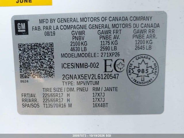 2GNAX5EV2L6120547 Chevrolet Equinox