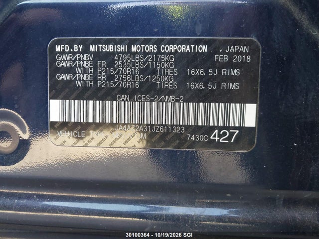 JA4AZ2A31JZ611323 Mitsubishi Outlander Es
