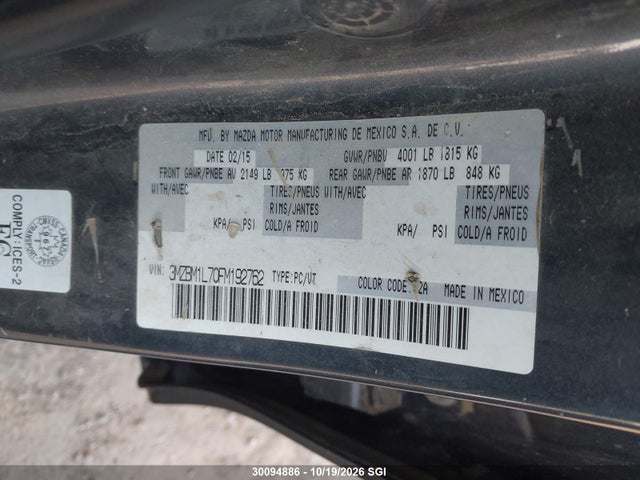 Mazda 3 TOURING 2015 3MZBM1L70FM192762 Image 9