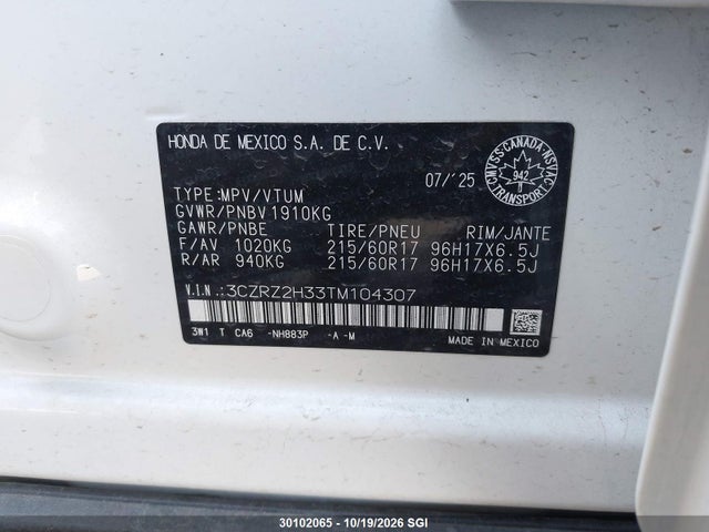 Honda HR-V LX 2026 3CZRZ2H33TM104307 Image 9