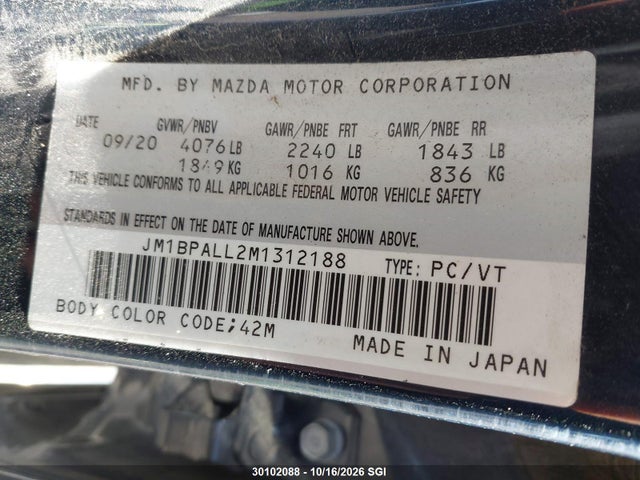 Mazda 3 Preferred 2021 JM1BPALL2M1312188 Image 9