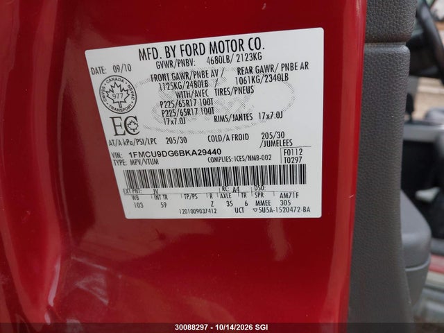 Продажа на аукционе авто 2011 Ford Escape Xlt, vin: 1FMCU9DG6BKA29440, номер лота: 30088297
