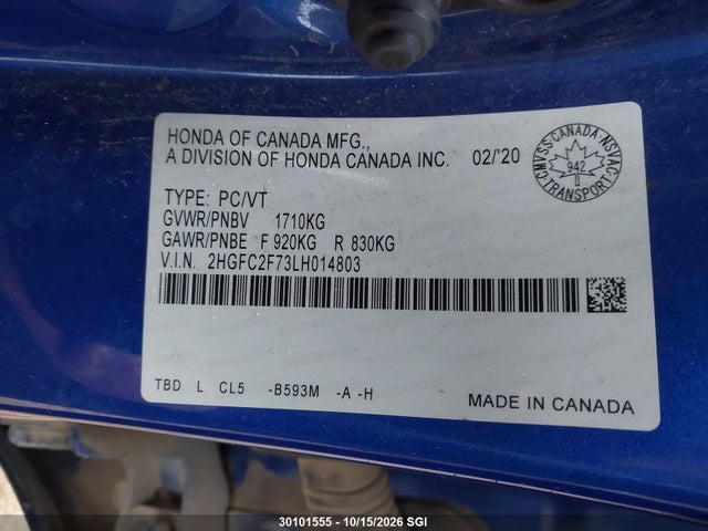 2HGFC2F73LH014803 Honda CIVIC SEDAN