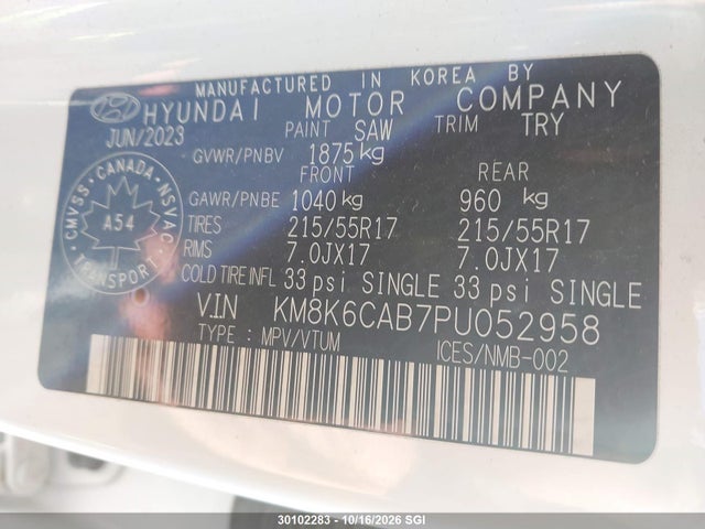 KM8K6CAB7PU052958 Hyundai Kona Preferred Awd With Sun And Leather Package