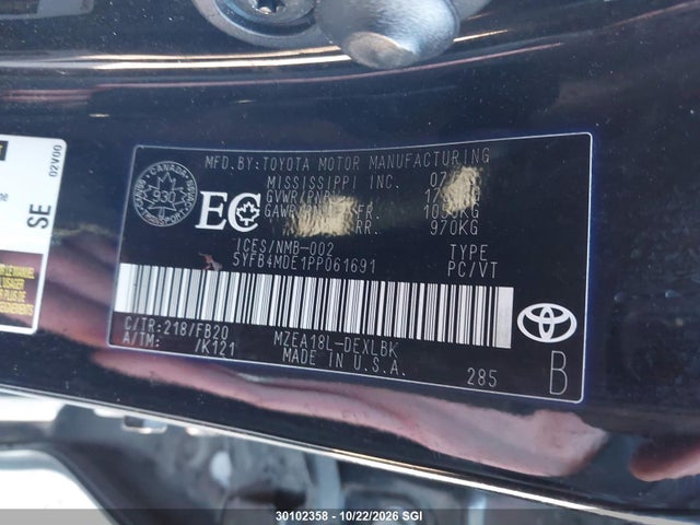 5YFB4MDE1PP061691 Toyota COROLLA LE