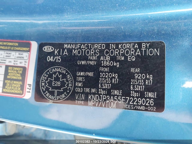KIA SOUL + 2015 KNDJP3A55F7229026 Image 9