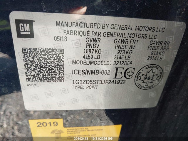 Chevrolet MALIBU LT 2018 1G1ZD5ST3JF241932 Image 9