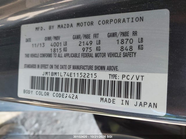 Mazda 3 TOURING 2014 JM1BM1L74E1152215 Image 9