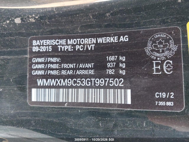 Продаж на аукціоні авто 2016 Mini Cooper John  Works, vin: WMWXM9C53GT997502, номер лоту: 30095911