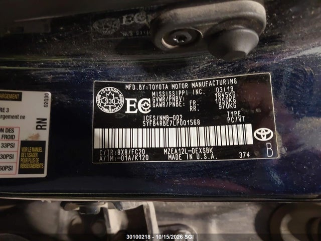 5YFB4RBE7LP001568 Toyota Corolla Se/xse
