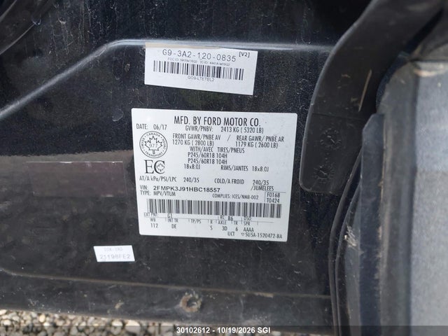 2FMPK3J91HBC18557 Ford EDGE SEL