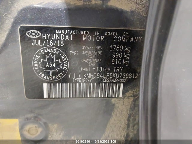 Продаж на аукціоні авто 2019 Hyundai Elantra Sel/value/limited, vin: KMHD84LF5KU739812, номер лоту: 30102640
