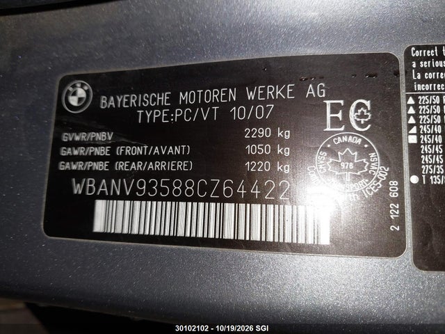 Продажа на аукционе авто 2008 Bmw 535 Xi, vin: WBANV93588CZ64422, номер лота: 30102102