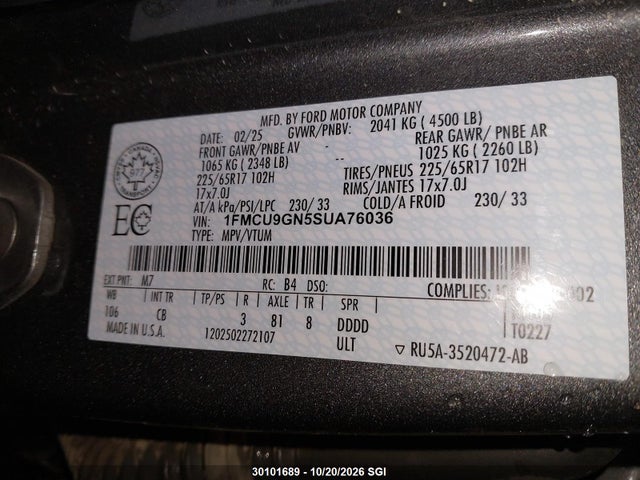 Ford Escape Active 2025 1FMCU9GN5SUA76036 Image 9