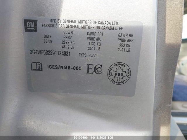 Продаж на аукціоні авто 2009 Buick Allure Cx, vin: 2G4WF582291124831, номер лоту: 30102690
