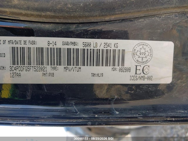 30098153 :رقم المزاد ، 3C4PDDFG5FT522021 vin ، 2015 Dodge Journey R/t مزاد بيع