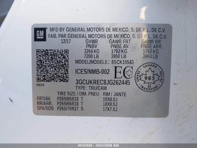 Chevrolet Silverado K1500 Lt 2018 3GCUKREC8JG262445 Image 9