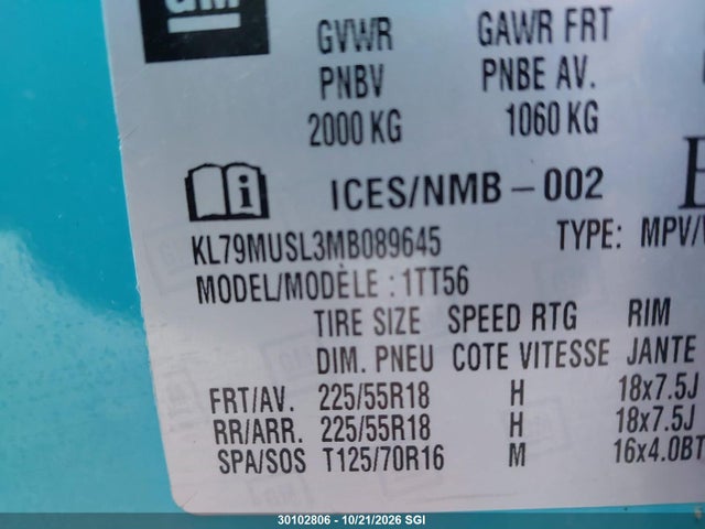 Chevrolet Trailblazer Rs 2021 KL79MUSL3MB089645 Image 9