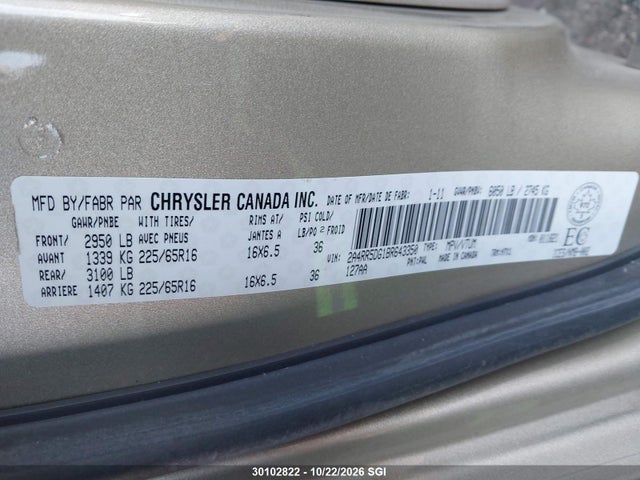 Продаж на аукціоні авто 2011 Chrysler Town & Country Touring, vin: 2A4RR5DG1BR643350, номер лоту: 30102822