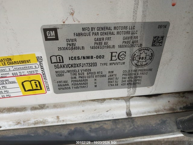 Buick Enclave 2015 5GAKVCKDXFJ173203 Image 9