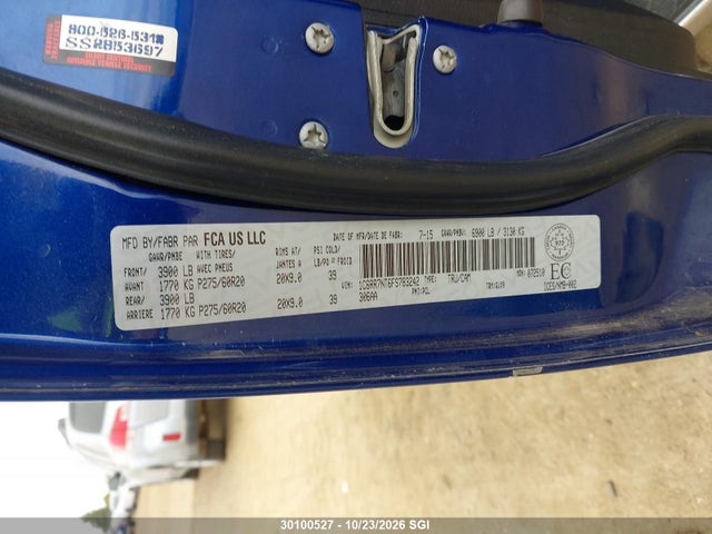 Продажа на аукционе авто 2015 Ram 1500 Laramie, vin: 1C6RR7NT6FS783242, номер лота: 30100527
