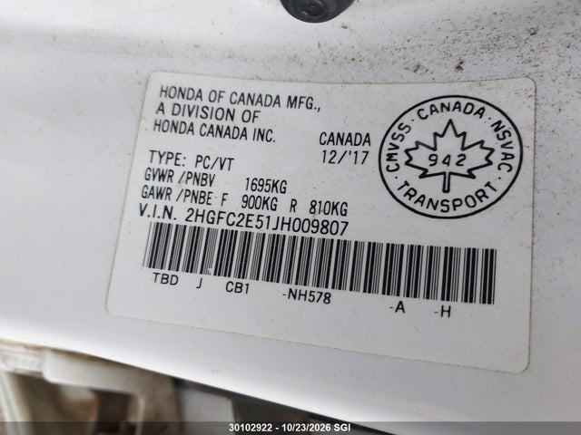 Honda Civic Lx 2018 2HGFC2E51JH009807 Image 9