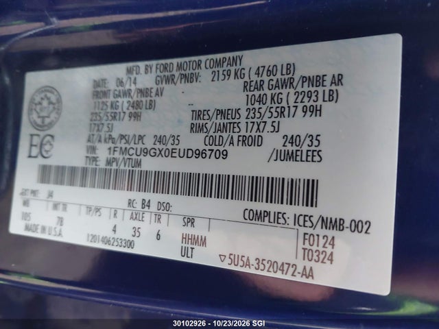 1FMCU9GX0EUD96709 Ford ESCAPE SE