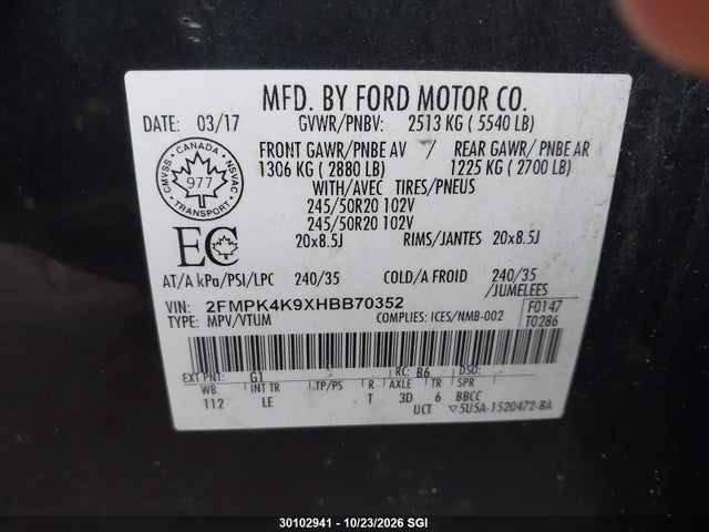 Ford Edge Titanium 2017 2FMPK4K9XHBB70352 Image 9