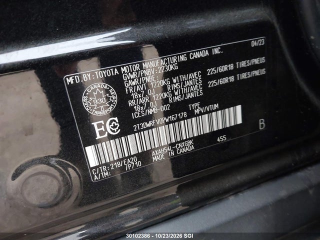 2T3DWRFV0PW167178 Toyota Rav4 Limited