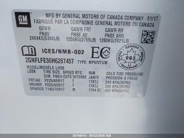 Chevrolet EQUINOX LT 2017 2GNFLFE36H6287457 Image 9