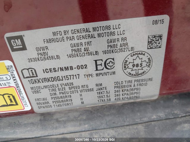 GMC Acadia Slt-1 2016 1GKKVRKD6GJ157717 Image 9