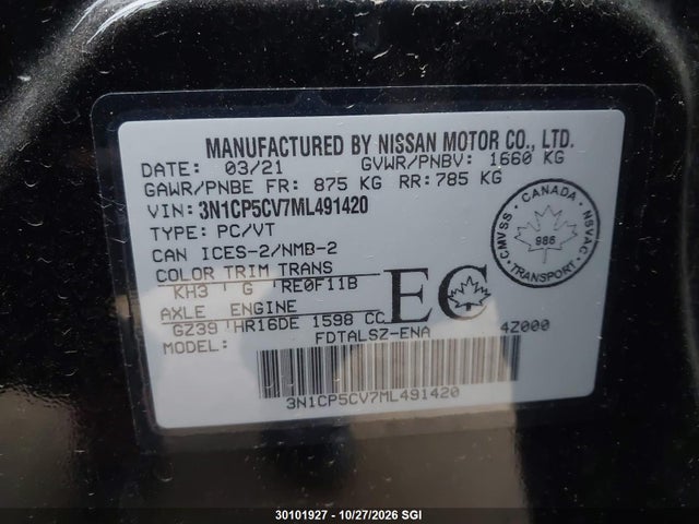 Nissan KICKS SV 2021 3N1CP5CV7ML491420 Image 9