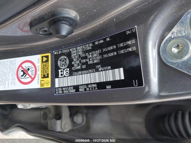 5TDJZRFH2HS420573 Toyota Highlander Se/xle