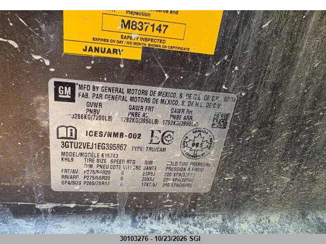GMC Sierra K1500 Slt 2014 3GTU2VEJ1EG395867 Image 9