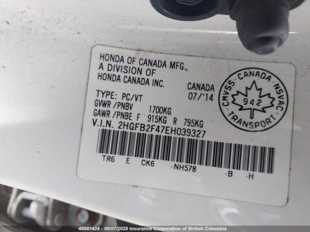 2HGFB2F47EH039327 Honda r18z1