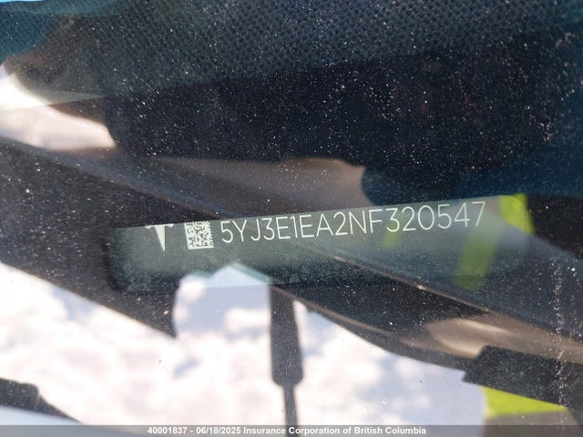 5YJ3E1EA2NF320547 Tesla MODEL 3