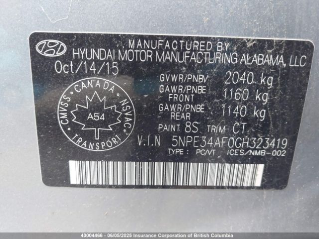 5NPE34AF0GH323419 Hyundai dohc gdi theta-ii