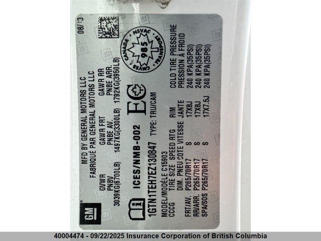 1GTN1TEH7EZ130847 GMC lv3 - vvt, aluminum, e85 max