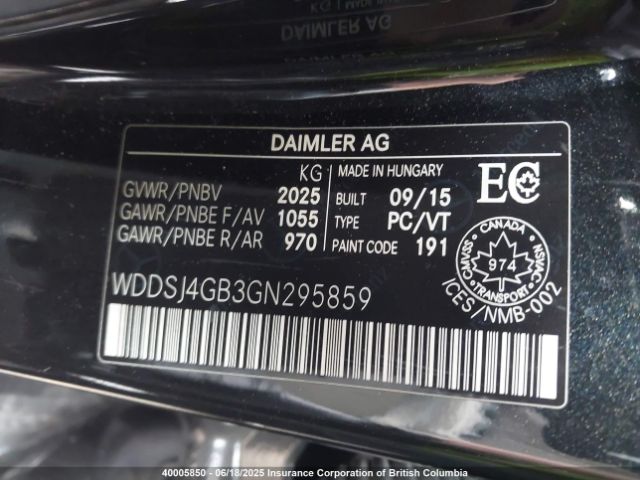 WDDSJ4GB3GN295859 Mercedes-Benz CLA 250 4MATIC