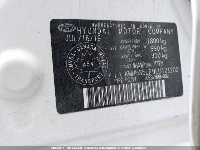 KMHH35LE9LU121200 Hyundai ELANTRA GT
